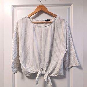 Dynamite Striped Tie Front Top